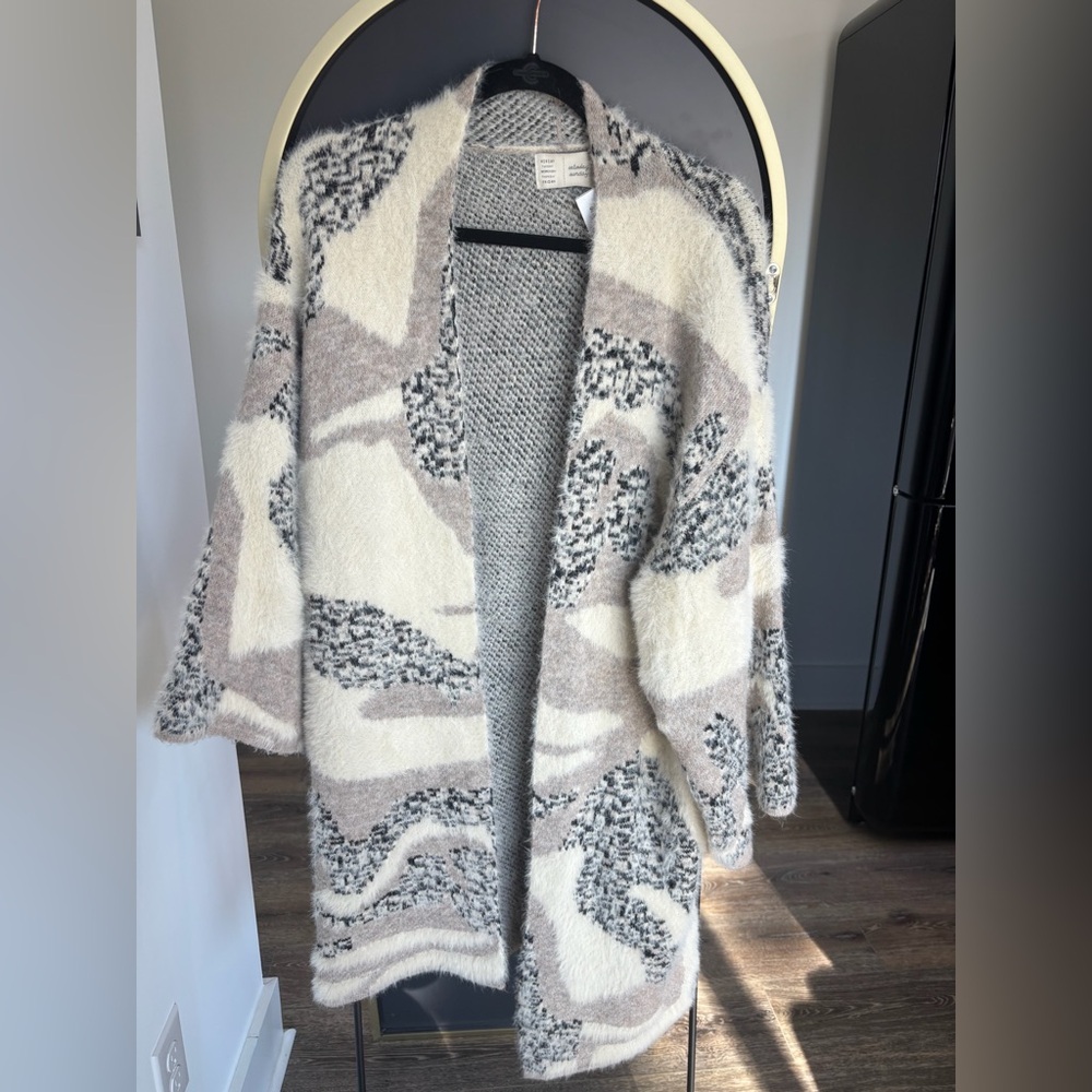 Anthropologie Fuzzy Mid Length Sweater Cardigan